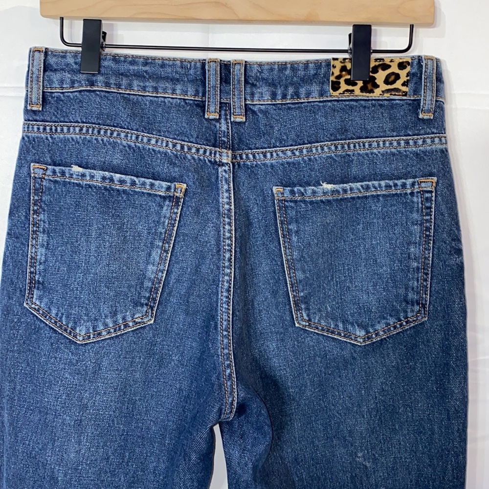 Zara Z1975 Denim Distressed Ripped Raw Hem Boyfriend Jeans Size 4 - Picture 4 of 13